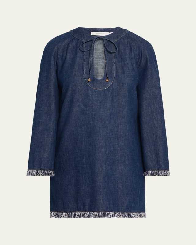 Rhiannon Fringe Denim Mini Dress